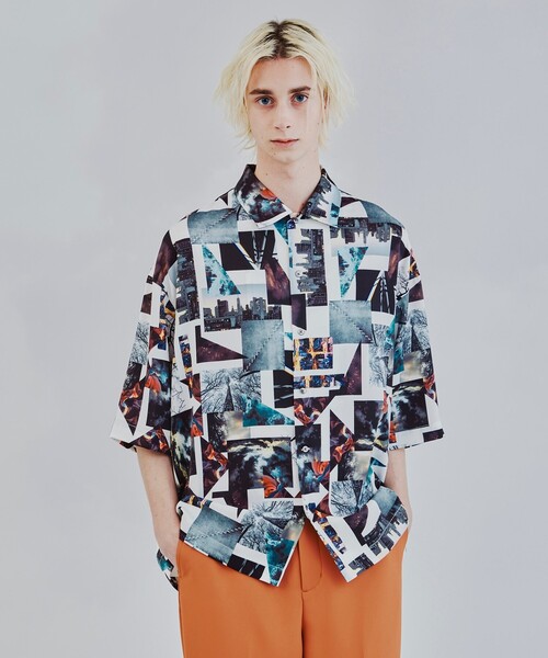 tk.TAKEO KIKUCHI(ティーケータケオキクチ)の「◆CONTRAST コラージュシャツ(ユニセックスアイテム)(シャツ/ブラウス・メンズ・グレー系その他/ホワイト系4/ブラック系3・01/02/03)」の2枚目の写真