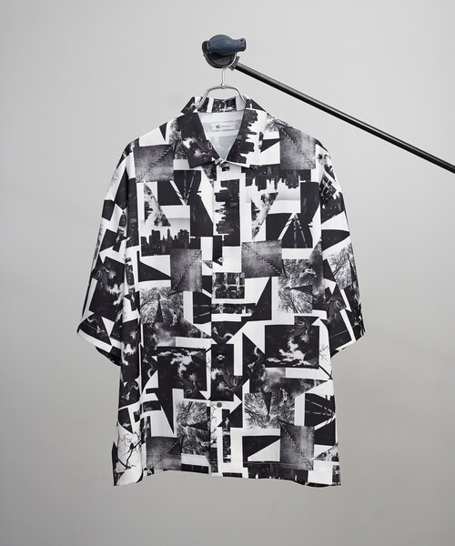 tk.TAKEO KIKUCHI(ティーケータケオキクチ)の「◆CONTRAST コラージュシャツ(ユニセックスアイテム)(シャツ/ブラウス・メンズ・グレー系その他/ホワイト系4/ブラック系3・01/02/03)」の4枚目の写真