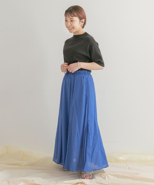 ITEMS URBANRESEARCH（アイテムズ アーバンリサーチ）の「ボイルギャザースカート（スカート・レディース・ブラウン/ブルー/チャコールグレー・FREE）」の4枚目の写真