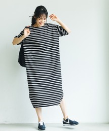 半袖ボーダーワンピース