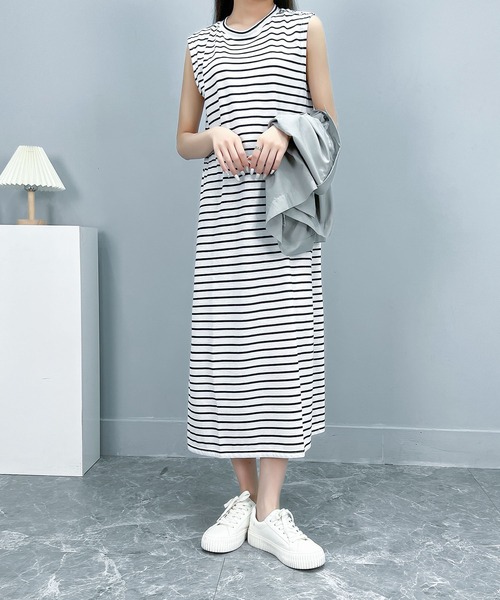 AsRiRe(アスリレイ)の「【AsRiRe】2点セット ショート丈シアーシャツ+ノースリーブワンピース(ワンピース・レディース・ホワイト/カーキ・M)」の11枚目の写真