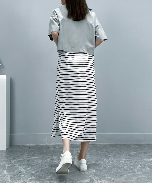 AsRiRe(アスリレイ)の「【AsRiRe】2点セット ショート丈シアーシャツ+ノースリーブワンピース(ワンピース・レディース・ホワイト/カーキ・M)」の15枚目の写真