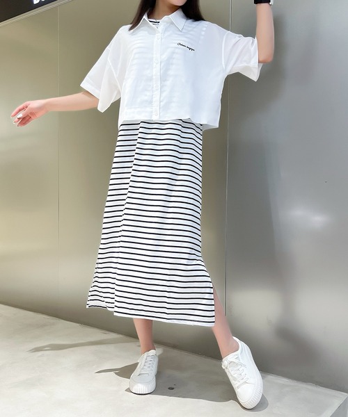 AsRiRe(アスリレイ)の「【AsRiRe】2点セット ショート丈シアーシャツ+ノースリーブワンピース(ワンピース・レディース・ホワイト/カーキ・M)」の3枚目の写真