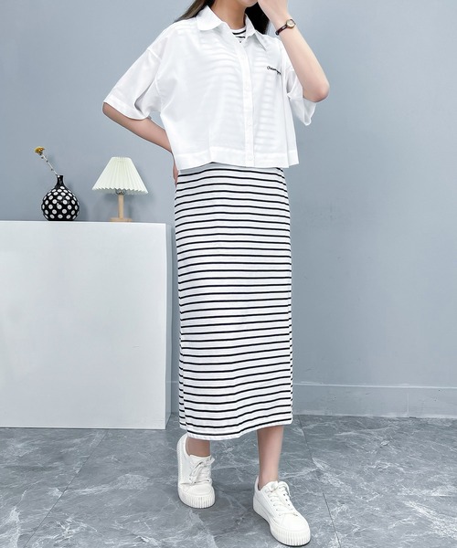 AsRiRe(アスリレイ)の「【AsRiRe】2点セット ショート丈シアーシャツ+ノースリーブワンピース(ワンピース・レディース・ホワイト/カーキ・M)」の8枚目の写真