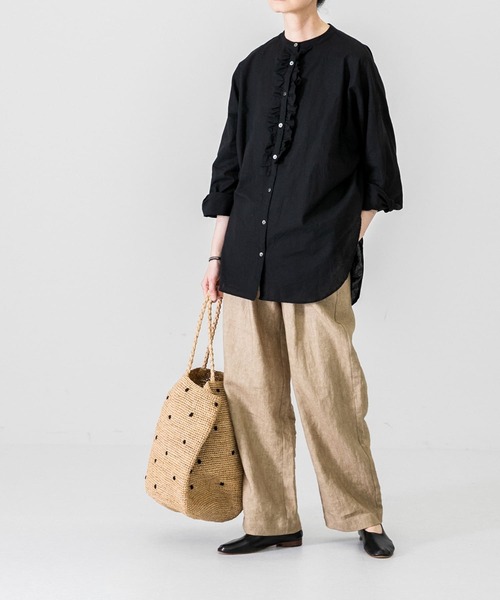 タグ付き新品　かぐれ　コットンリネンフリルブラウス かぐれ 新品タグ付き コットンリネンフリルブラウス アーバン