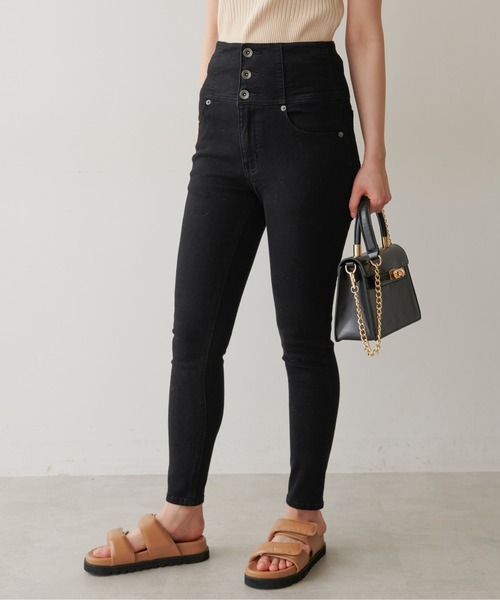 FREE'S MART（フリーズマート）の「ハイウエストボタンフライスキニーデニムパンツ（デニムパンツ・レディース・ブラック系その他/ブルー系その他/ダークネイビー/ブルー系その他2・SMALL/MEDIUM/X-SMALL）」の15枚目の写真