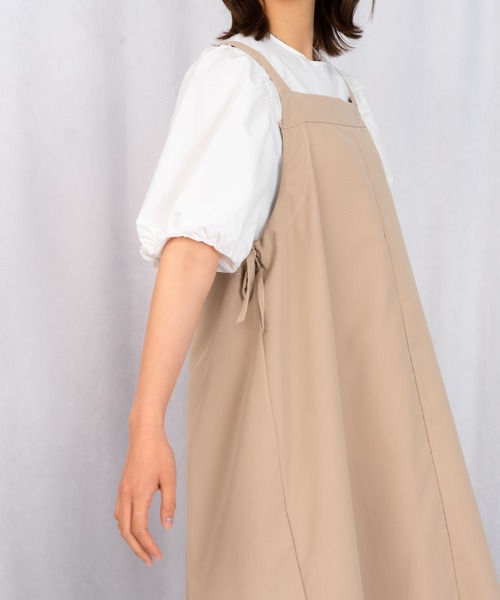Loco Ocean(ロコオーシャン)の「2点セット/ぽわん袖トップス×フレアジャンバースカート(ワンピース・レディース・ホワイト・M)」の3枚目の写真