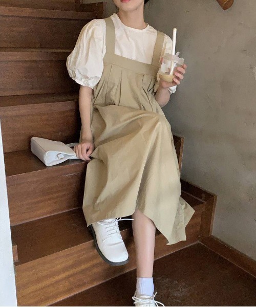 Loco Ocean(ロコオーシャン)の「2点セット/ぽわん袖トップス×フレアジャンバースカート(ワンピース・レディース・ホワイト・M)」の11枚目の写真