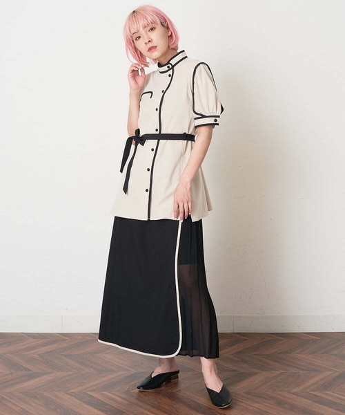 A de a.v.v(アードアー・ヴェ・ヴェ)の「配色パイピングレイヤード袖ブラウス(シャツ/ブラウス・レディース・ライトブルー/ベージュ/ブラック・36/38)」の21枚目の写真