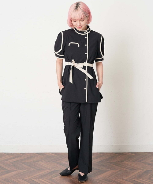 A de a.v.v(アードアー・ヴェ・ヴェ)の「配色パイピングレイヤード袖ブラウス(シャツ/ブラウス・レディース・ライトブルー/ベージュ/ブラック・36/38)」の13枚目の写真