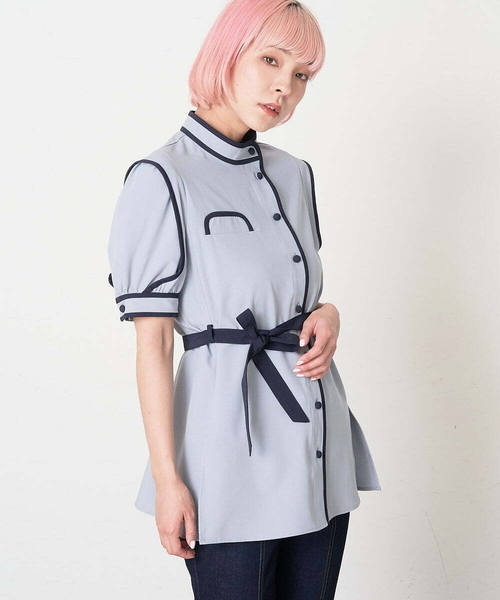 A de a.v.v(アードアー・ヴェ・ヴェ)の「配色パイピングレイヤード袖ブラウス(シャツ/ブラウス・レディース・ライトブルー/ベージュ/ブラック・36/38)」の11枚目の写真