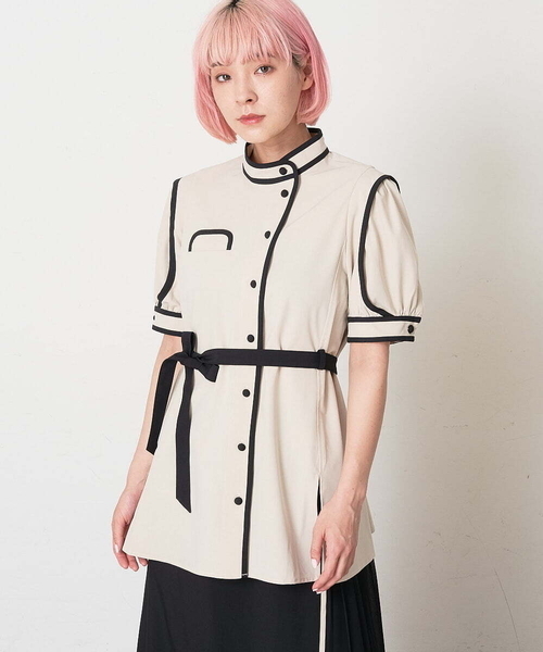 A de a.v.v(アードアー・ヴェ・ヴェ)の「配色パイピングレイヤード袖ブラウス(シャツ/ブラウス・レディース・ライトブルー/ベージュ/ブラック・36/38)」の19枚目の写真