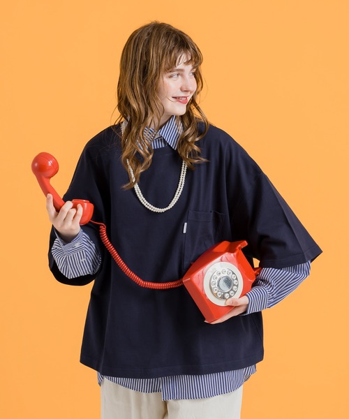 MUHET(ミュエータ)の「【セット】シャツ×ミニ裏毛Tシャツ(シャツ/ブラウス・レディース・ネイビー/オフホワイト/オレンジ・MEDIUM/X-LARGE)」の10枚目の写真