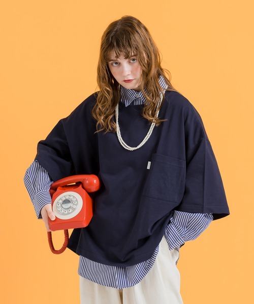 MUHET(ミュエータ)の「【セット】シャツ×ミニ裏毛Tシャツ(シャツ/ブラウス・レディース・ネイビー/オフホワイト/オレンジ・MEDIUM/X-LARGE)」の9枚目の写真