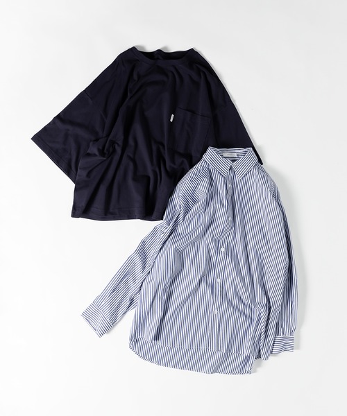 MUHET(ミュエータ)の「【セット】シャツ×ミニ裏毛Tシャツ(シャツ/ブラウス・レディース・ネイビー/オフホワイト/オレンジ・MEDIUM/X-LARGE)」の4枚目の写真