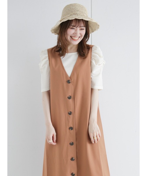 ehka sopo(エヘカソポ)の「パフスリーブプルオーバー(Tシャツ/カットソー・レディース・ブラック/グリーン/ラベンダー/キナリ・フリ-)」の2枚目の写真