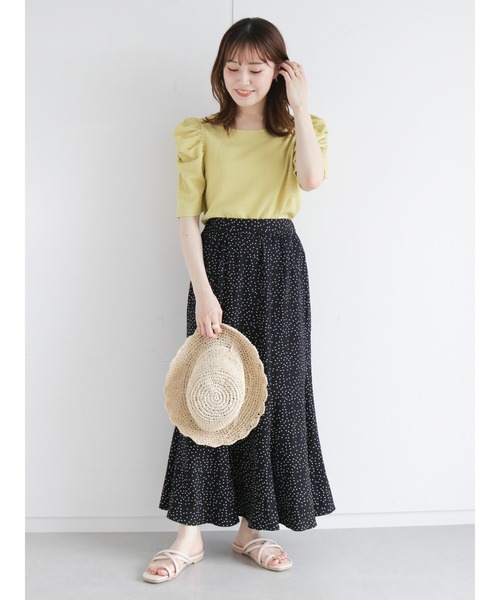 ehka sopo(エヘカソポ)の「パフスリーブプルオーバー(Tシャツ/カットソー・レディース・ブラック/グリーン/ラベンダー/キナリ・フリ-)」の14枚目の写真