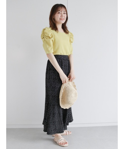 ehka sopo(エヘカソポ)の「パフスリーブプルオーバー(Tシャツ/カットソー・レディース・ブラック/グリーン/ラベンダー/キナリ・フリ-)」の12枚目の写真