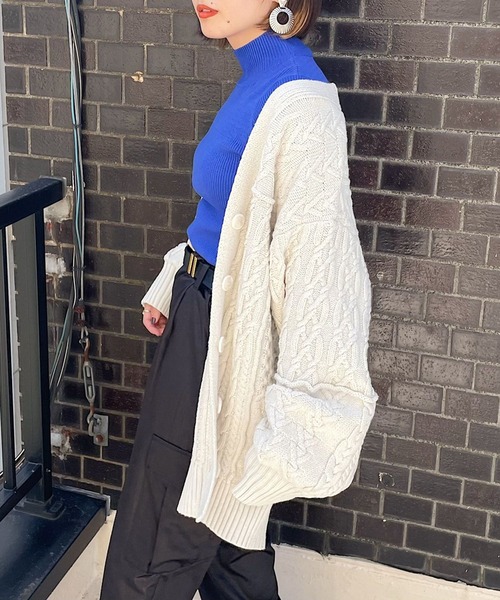 PAGEBOY(ページボーイ)の「ケーブルルーズカーディガン(カーディガン/ボレロ・レディース・オフホワイト/オレンジ/グレイッシュベージュ/ブラック・FREE)」の19枚目の写真