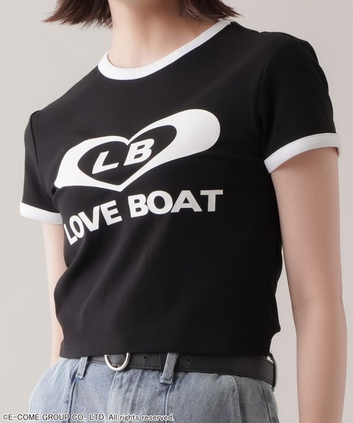 LOVE BOAT(ラブ・ボート)の「【LOVEBOAT/ラブボート】ショート丈ロゴリンガーTシャツ(Tシャツ/カットソー・レディース・ホワイト/ブラック・ONESIZE)」の12枚目の写真