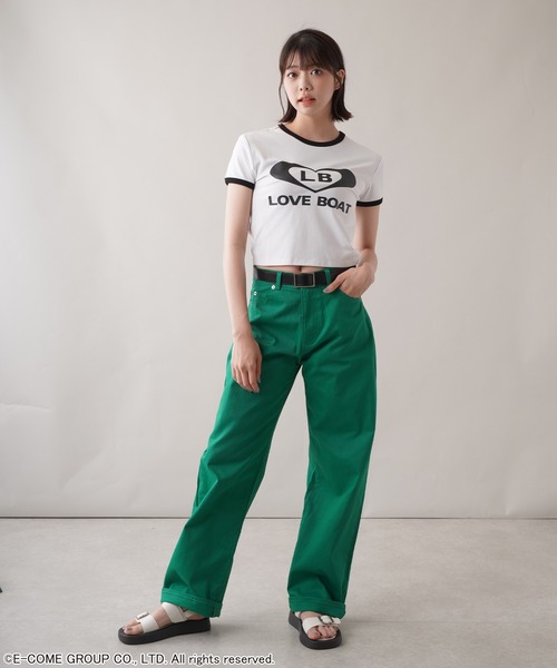 LOVE BOAT(ラブ・ボート)の「【LOVEBOAT/ラブボート】ショート丈ロゴリンガーTシャツ(Tシャツ/カットソー・レディース・ホワイト/ブラック・ONESIZE)」の7枚目の写真