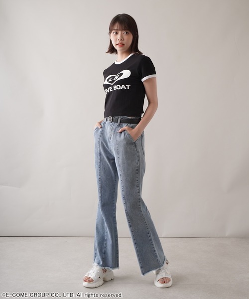 LOVE BOAT(ラブ・ボート)の「【LOVEBOAT/ラブボート】ショート丈ロゴリンガーTシャツ(Tシャツ/カットソー・レディース・ホワイト/ブラック・ONESIZE)」の13枚目の写真