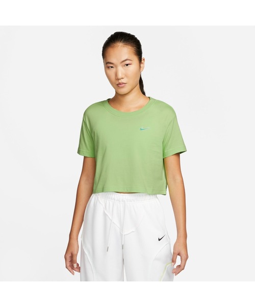 NIKE（ナイキ）の「ナイキ NIKE ナイキ ウィメンズ NSW CTLF S/S クロップ Tシャツ（Tシャツ/カットソー・レディース・ライトグリーン/オレンジ/ホワイト・M/L/S/XL）」の2枚目の写真