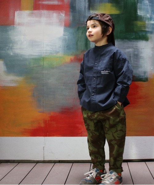 GROOVY COLORS（グルービーカラーズ）の「ダンプバンドカラー BIG シャツ（シャツ/ブラウス・キッズ・ホワイト/ネイビー・140/130）」の7枚目の写真