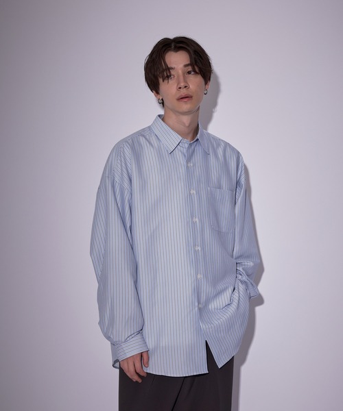 JUNRED（ジュンレッド）の「ピーチブロードドロップショルダーシャツ（シャツ/ブラウス・メンズ・ホワイト/チャコールグレー/サックスブルー/ブルー・S/M/L）」の3枚目の写真