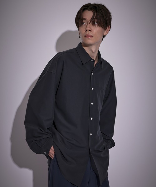 JUNRED（ジュンレッド）の「ピーチブロードドロップショルダーシャツ（シャツ/ブラウス・メンズ・ホワイト/チャコールグレー/サックスブルー/ブルー・S/M/L）」の6枚目の写真