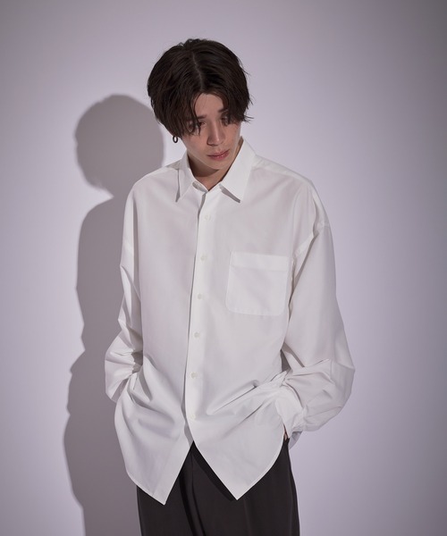 JUNRED（ジュンレッド）の「ピーチブロードドロップショルダーシャツ（シャツ/ブラウス・メンズ・ホワイト/チャコールグレー/サックスブルー/ブルー・S/M/L）」の9枚目の写真