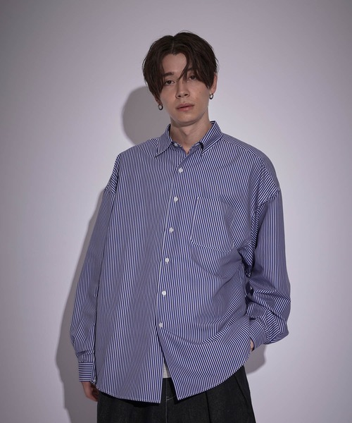 JUNRED（ジュンレッド）の「ピーチブロードドロップショルダーシャツ（シャツ/ブラウス・メンズ・ホワイト/チャコールグレー/サックスブルー/ブルー・S/M/L）」の11枚目の写真