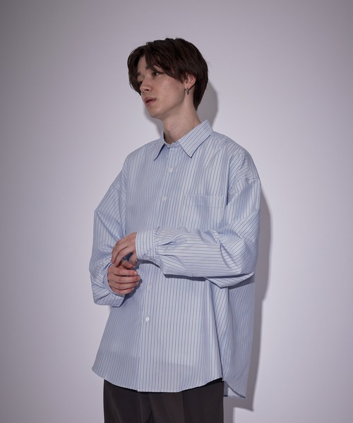 JUNRED（ジュンレッド）の「ピーチブロードドロップショルダーシャツ（シャツ/ブラウス・メンズ・ホワイト/チャコールグレー/サックスブルー/ブルー・S/M/L）」の13枚目の写真