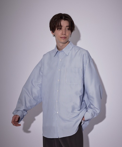 JUNRED（ジュンレッド）の「ピーチブロードドロップショルダーシャツ（シャツ/ブラウス・メンズ・ホワイト/チャコールグレー/サックスブルー/ブルー・S/M/L）」の14枚目の写真