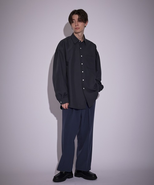 JUNRED（ジュンレッド）の「ピーチブロードドロップショルダーシャツ（シャツ/ブラウス・メンズ・ホワイト/チャコールグレー/サックスブルー/ブルー・S/M/L）」の15枚目の写真