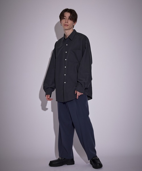 JUNRED（ジュンレッド）の「ピーチブロードドロップショルダーシャツ（シャツ/ブラウス・メンズ・ホワイト/チャコールグレー/サックスブルー/ブルー・S/M/L）」の16枚目の写真