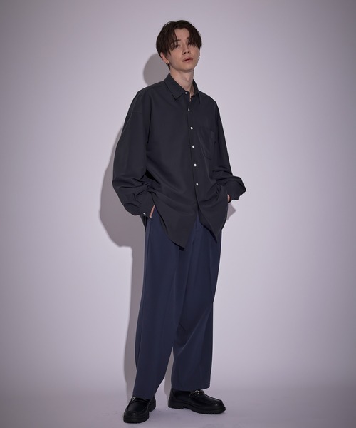 JUNRED（ジュンレッド）の「ピーチブロードドロップショルダーシャツ（シャツ/ブラウス・メンズ・ホワイト/チャコールグレー/サックスブルー/ブルー・S/M/L）」の17枚目の写真