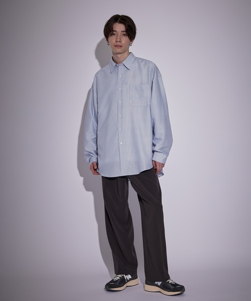 JUNRED（ジュンレッド）の「ピーチブロードドロップショルダーシャツ（シャツ/ブラウス・メンズ・ホワイト/チャコールグレー/サックスブルー/ブルー・S/M/L）」の22枚目の写真