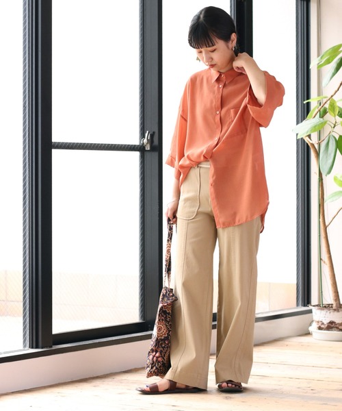 cepo(セポ)の「シアーストライプ ビッグシャツ(シャツ/ブラウス・レディース・ブラック/オフホワイト/オレンジ・M)」の11枚目の写真