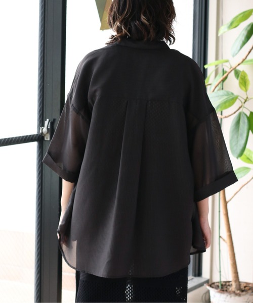 cepo(セポ)の「シアーストライプ ビッグシャツ(シャツ/ブラウス・レディース・ブラック/オフホワイト/オレンジ・M)」の21枚目の写真