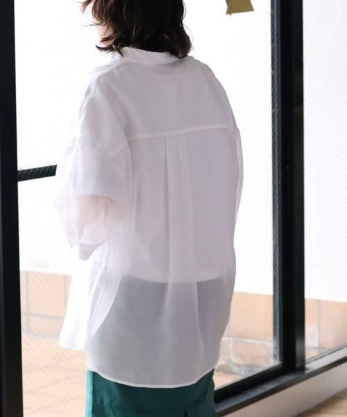 cepo(セポ)の「シアーストライプ ビッグシャツ(シャツ/ブラウス・レディース・ブラック/オフホワイト/オレンジ・M)」の16枚目の写真