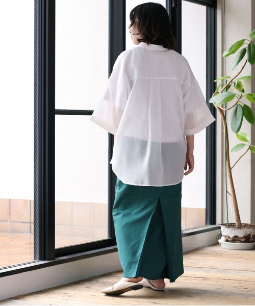 cepo(セポ)の「シアーストライプ ビッグシャツ(シャツ/ブラウス・レディース・ブラック/オフホワイト/オレンジ・M)」の20枚目の写真