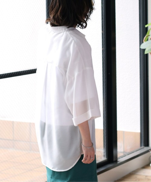 cepo(セポ)の「シアーストライプ ビッグシャツ(シャツ/ブラウス・レディース・ブラック/オフホワイト/オレンジ・M)」の8枚目の写真