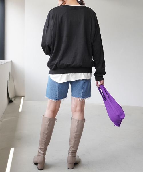 IAMUSE(アイアミューズ)の「Vネックスウェットトップス S0426【IAMUSE】(スウェット・レディース・ネイビー/グレー/ブラック/ベージュ・FREE)」の7枚目の写真