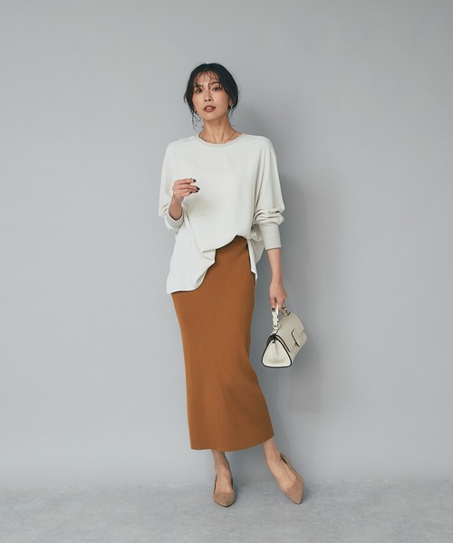 RIVE DROITE（リヴドロワ）の「シンプルで着回し力抜群/バックスリットリブタイトスカート（スカート・レディース・ブラック/グレー/キャメル・36/38）」の15枚目の写真