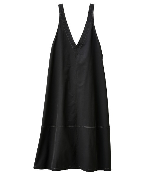 GeeRA(ジーラ)の「Vネックデザインジャンパースカート(ジャンパースカート・レディース・ライトベージュ/ブラック・LARGE/SMALL/MEDIUM)」の4枚目の写真