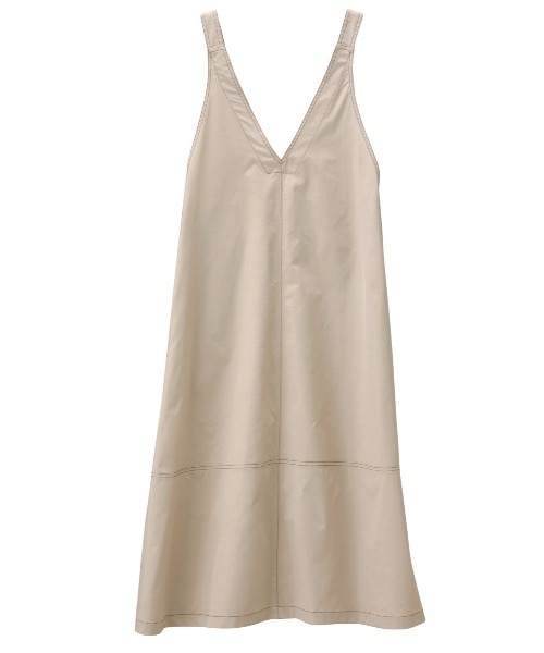 GeeRA(ジーラ)の「Vネックデザインジャンパースカート(ジャンパースカート・レディース・ライトベージュ/ブラック・LARGE/SMALL/MEDIUM)」の3枚目の写真