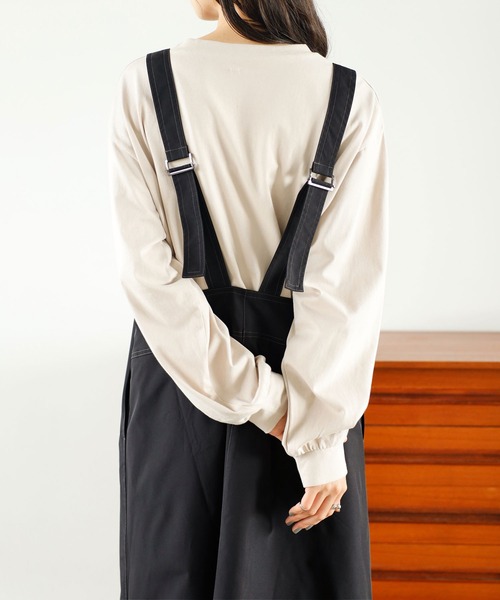 GeeRA(ジーラ)の「Vネックデザインジャンパースカート(ジャンパースカート・レディース・ライトベージュ/ブラック・LARGE/SMALL/MEDIUM)」の9枚目の写真