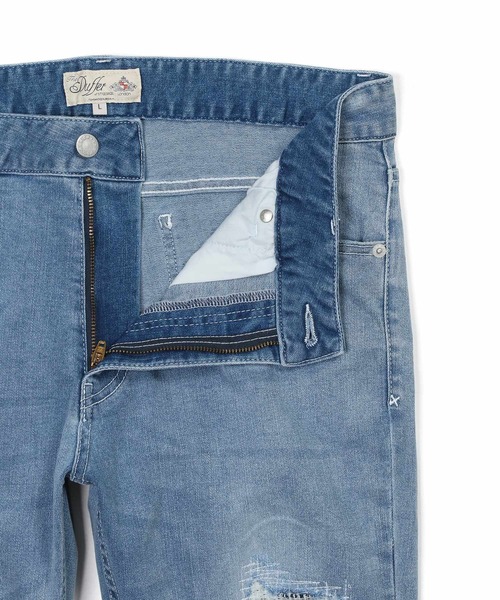 The DUFFER 「ガムストレッチ」ダメージ加工 スキニーデニム　XL The DUFFER of ST.GEORGE（ザダファーオブセントジョージ）の