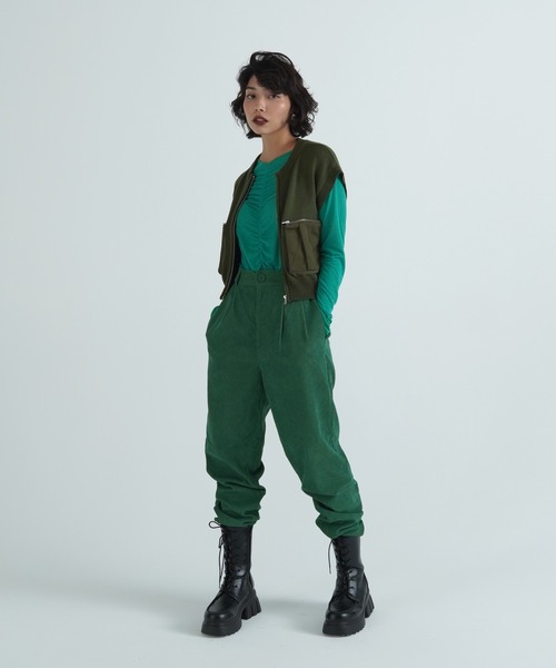 TINA：JOJUN（ティーナジョジュン）の「フロントタック コーデュロイパンツ TINA：JOJUN（その他パンツ・レディース・グリーン/キャメル・S/M）」の18枚目の写真